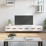 vidaXL Comodă TV, alb extralucios, 150x36x30 cm, lemn prelucrat vidaXL Comodă TV, alb extralucios, 150x36x30 cm, lemn prelucrat
