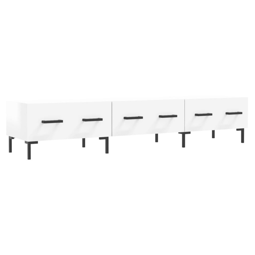 vidaXL Comodă TV, alb extralucios, 150x36x30 cm, lemn prelucrat