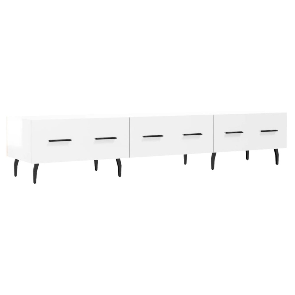 vidaXL Comodă TV, alb extralucios, 150x36x30 cm, lemn prelucrat