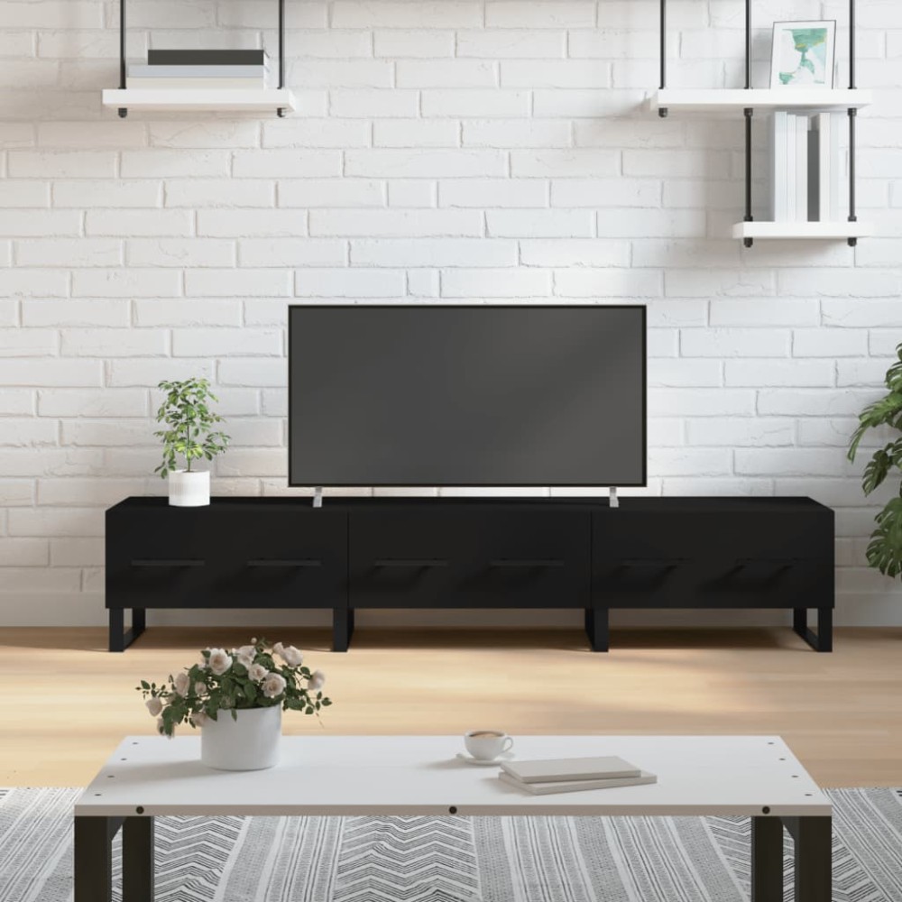 vidaXL Dulap TV, negru, 150x36x30 cm, lemn prelucrat