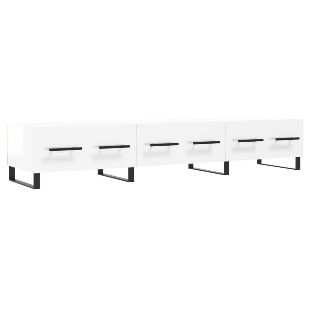 vidaXL Comodă TV, alb extralucios, 150x36x30 cm, lemn prelucrat