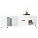 vidaXL Măsuță de cafea, alb extralucios, 102x50x40 cm, lemn prelucrat vidaXL Măsuță de cafea, alb extralucios, 102x50x40 cm, lemn prelucrat