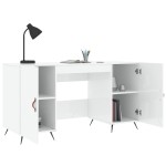 vidaXL Birou, alb extralucios, 140x50x75 cm, lemn compozit