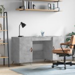 vidaXL Birou, gri beton, 140x50x75 cm, lemn compozit