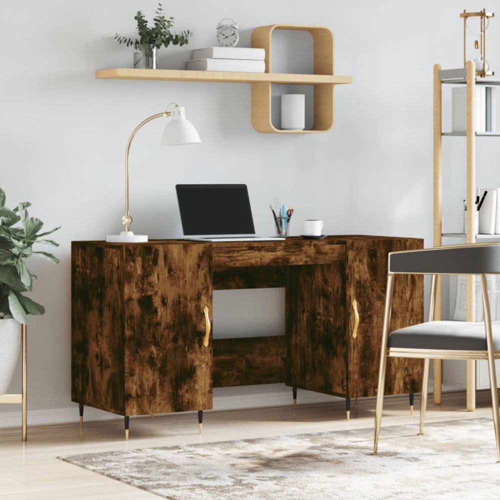 vidaXL Birou, stejar afumat, 140x50x75 cm, lemn compozit
