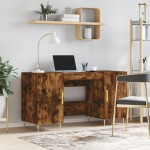 vidaXL Birou, stejar afumat, 140x50x75 cm, lemn compozit vidaXL Birou, stejar afumat, 140x50x75 cm, lemn compozit