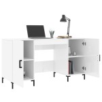 vidaXL Birou, alb extralucios, 140x50x75 cm, lemn compozit