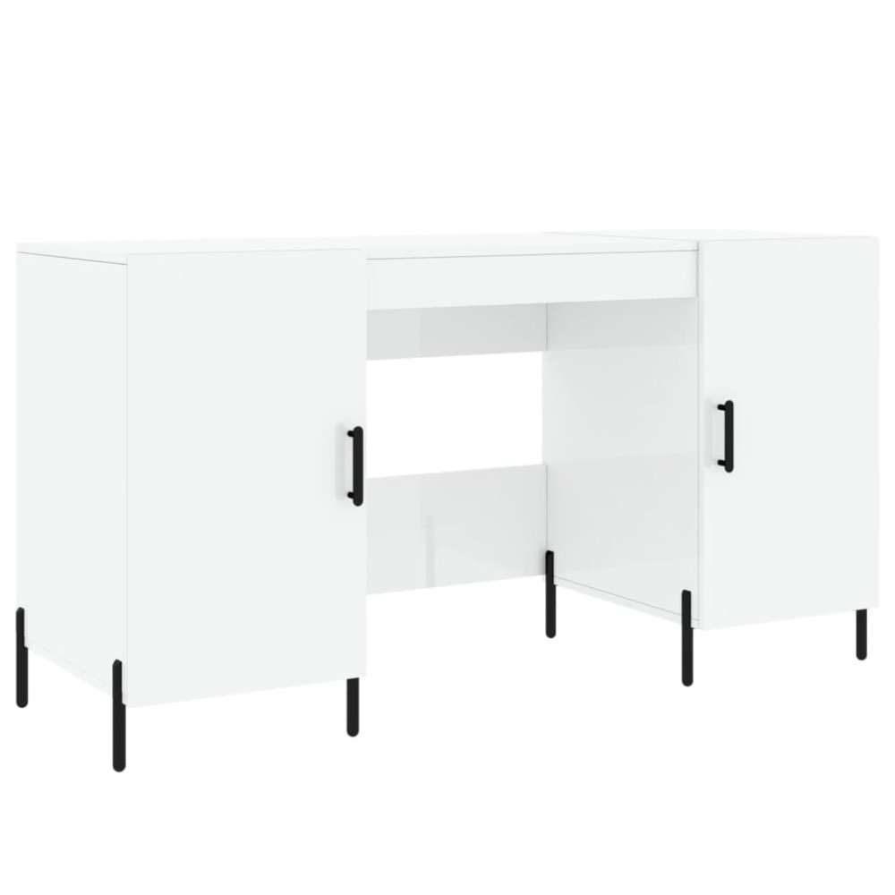vidaXL Birou, alb extralucios, 140x50x75 cm, lemn compozit