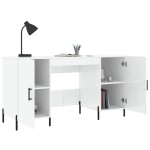 vidaXL Birou, alb extralucios, 140x50x75 cm, lemn compozit