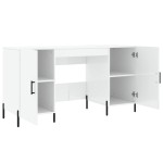 vidaXL Birou, alb extralucios, 140x50x75 cm, lemn compozit