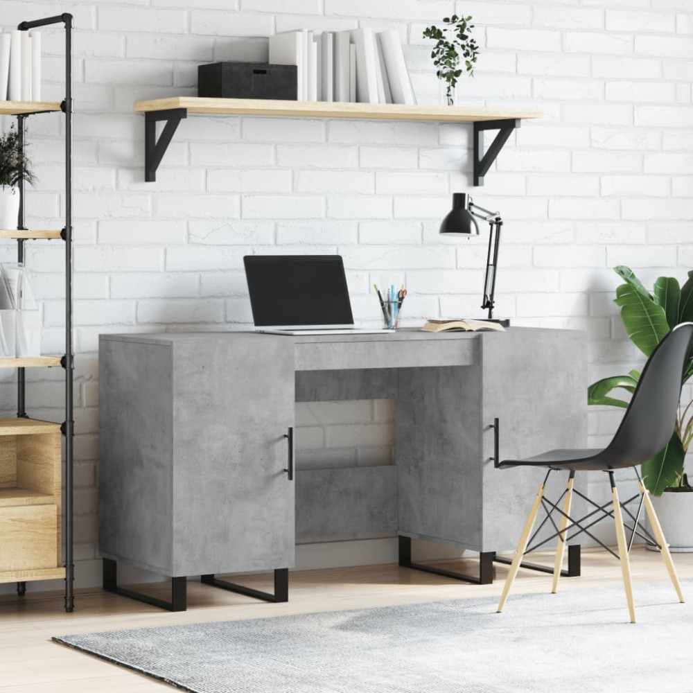 vidaXL Birou, gri beton, 140x50x75 cm, lemn compozit