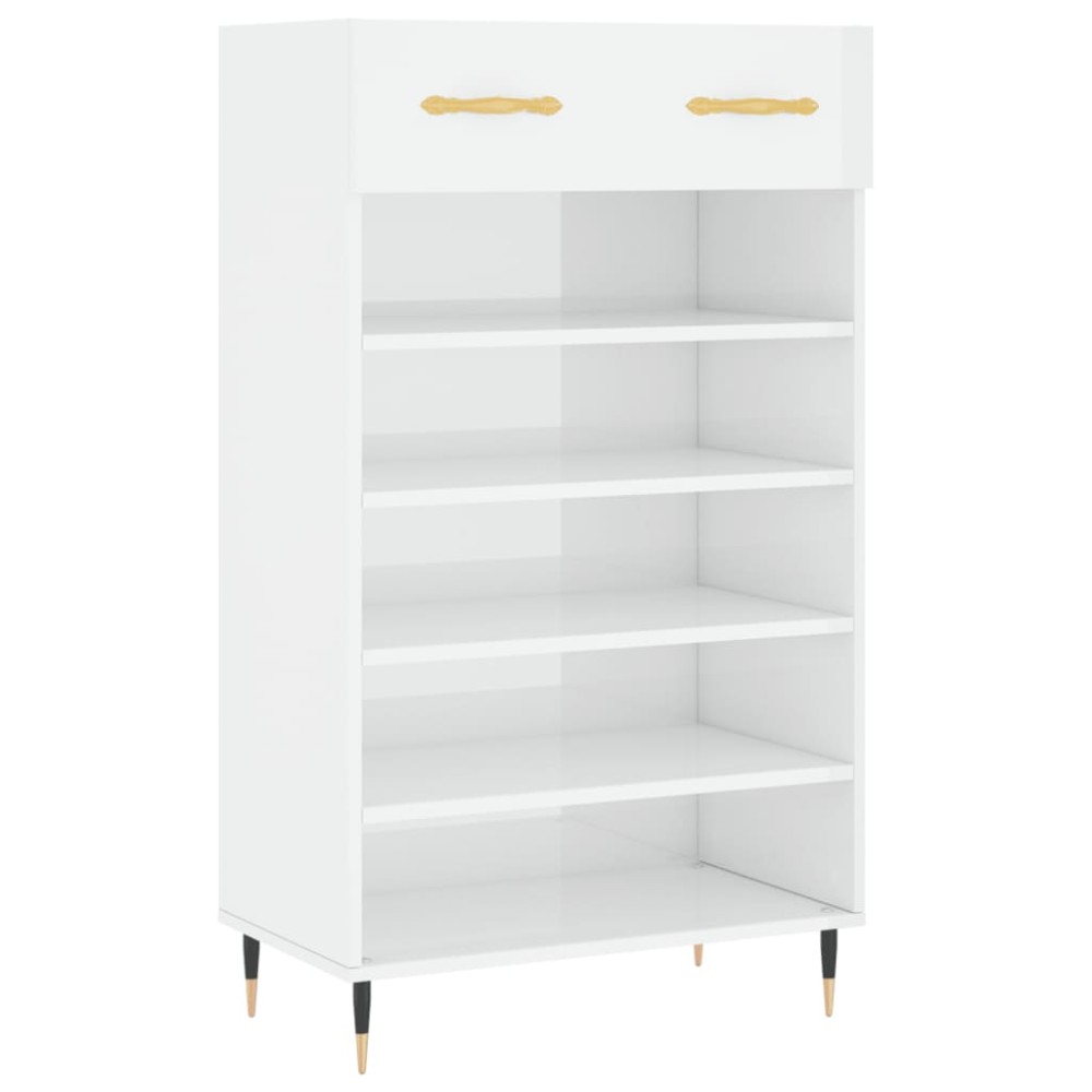 vidaXL Pantofar, alb extralucios, 60x35x105 cm, lemn prelucrat
