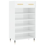 vidaXL Pantofar, alb extralucios, 60x35x105 cm, lemn prelucrat vidaXL Pantofar, alb extralucios, 60x35x105 cm, lemn prelucrat