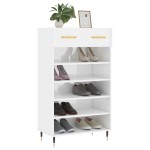 vidaXL Pantofar, alb extralucios, 60x35x105 cm, lemn prelucrat vidaXL Pantofar, alb extralucios, 60x35x105 cm, lemn prelucrat
