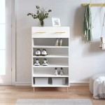 vidaXL Pantofar, alb, 60x35x105 cm, lemn compozit vidaXL Pantofar, alb, 60x35x105 cm, lemn compozit