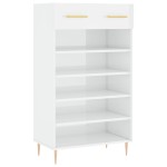 vidaXL Pantofar, alb extralucios, 60x35x105 cm, lemn prelucrat