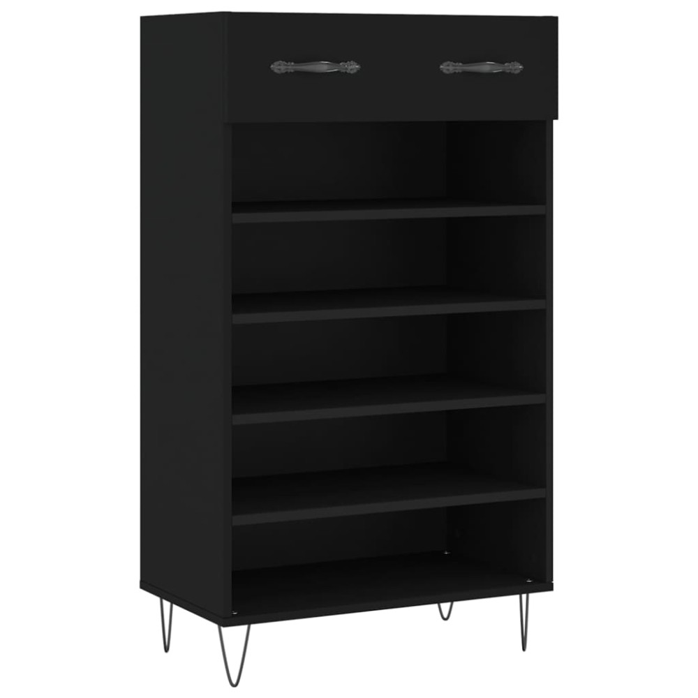 vidaXL Pantofar, negru, 60x35x105 cm, lemn compozit