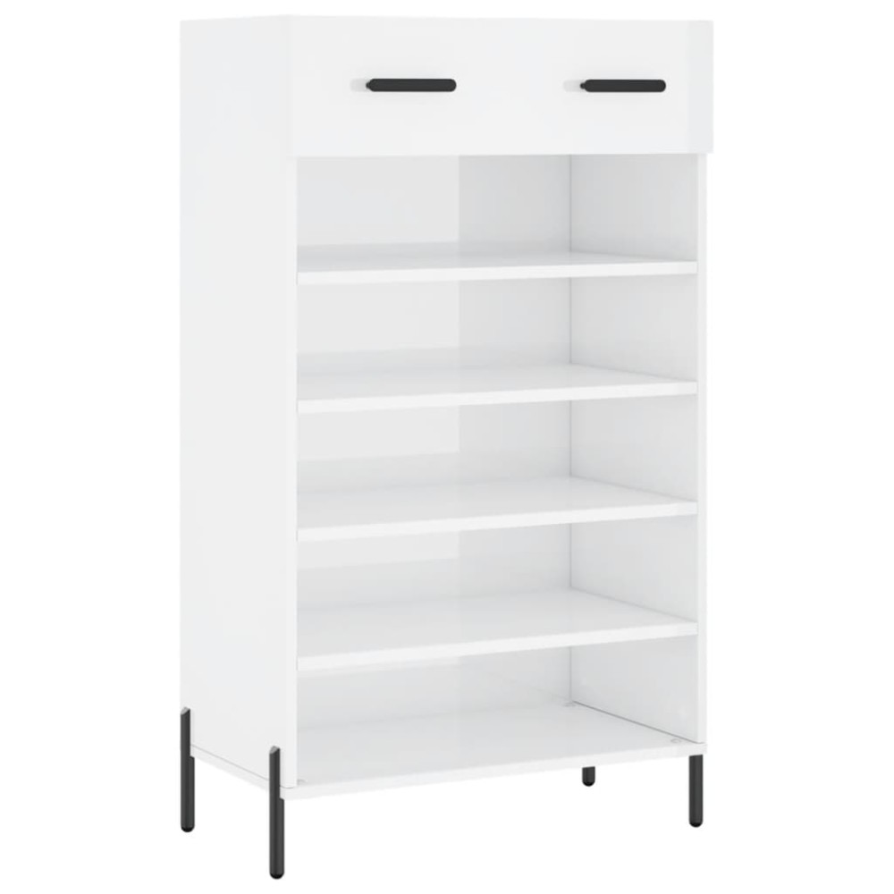 vidaXL Pantofar, alb extralucios, 60x35x105 cm, lemn prelucrat