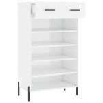 vidaXL Pantofar, alb extralucios, 60x35x105 cm, lemn prelucrat
