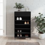 vidaXL Pantofar, negru, 60x35x105 cm, lemn compozit vidaXL Pantofar, negru, 60x35x105 cm, lemn compozit