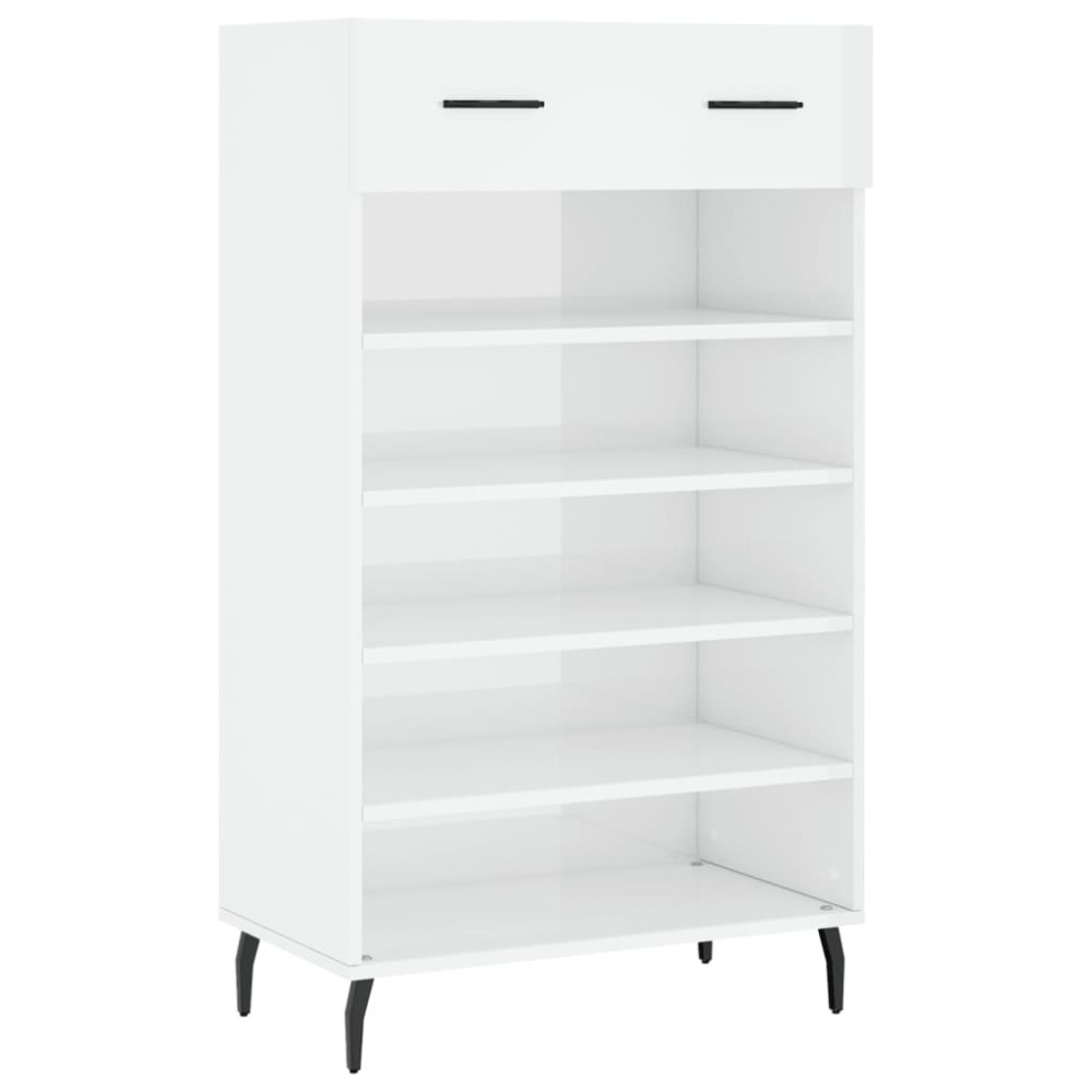 vidaXL Pantofar, alb extralucios, 60x35x105 cm, lemn prelucrat