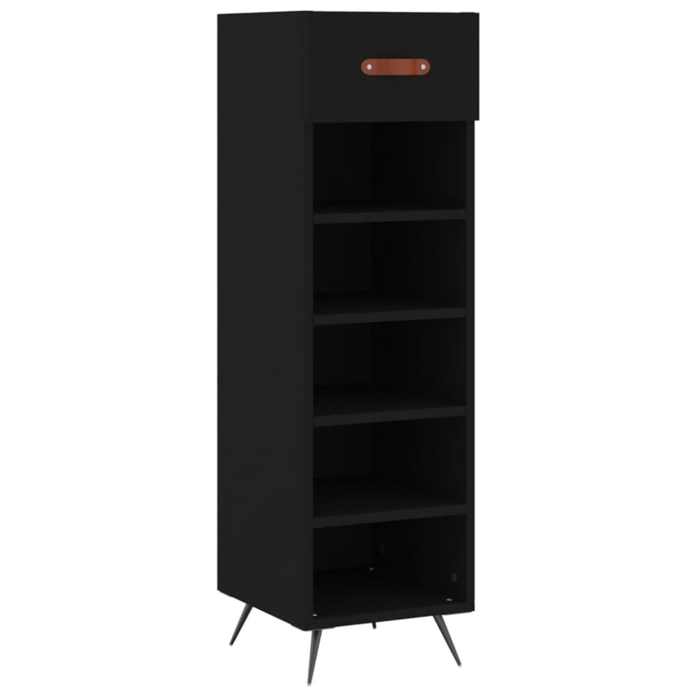 vidaXL Pantofar, negru, 30x35x105 cm, lemn compozit