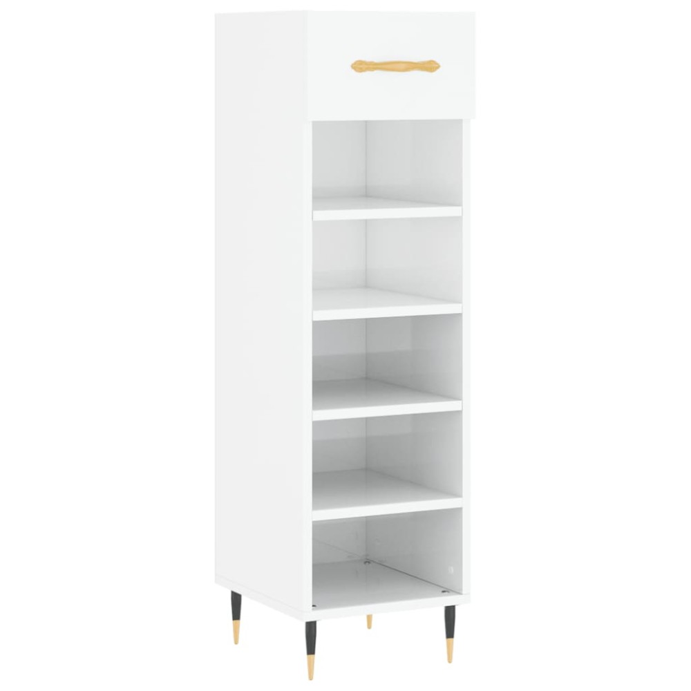 vidaXL Pantofar, alb extralucios, 30x35x105 cm, lemn prelucrat