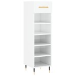 vidaXL Pantofar, alb extralucios, 30x35x105 cm, lemn prelucrat