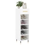 vidaXL Pantofar, alb extralucios, 30x35x105 cm, lemn prelucrat