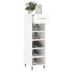 vidaXL Pantofar, alb extralucios, 30x35x105 cm, lemn prelucrat