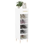 vidaXL Pantofar, alb extralucios, 30x35x105 cm, lemn prelucrat