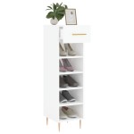 vidaXL Pantofar, alb extralucios, 30x35x105 cm, lemn prelucrat