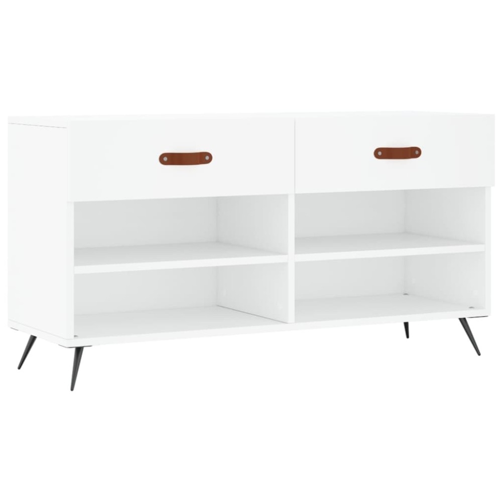 vidaXL Bancă de pantofi, alb, 102x35x55 cm, lemn prelucrat