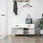 vidaXL Bancă de pantofi, alb, 102x35x55 cm, lemn prelucrat vidaXL Bancă de pantofi, alb, 102x35x55 cm, lemn prelucrat