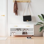 vidaXL Bancă de pantofi, alb, 102x35x55 cm, lemn prelucrat vidaXL Bancă de pantofi, alb, 102x35x55 cm, lemn prelucrat