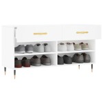 vidaXL Bancă de pantofi, alb, 102x35x55 cm, lemn prelucrat vidaXL Bancă de pantofi, alb, 102x35x55 cm, lemn prelucrat