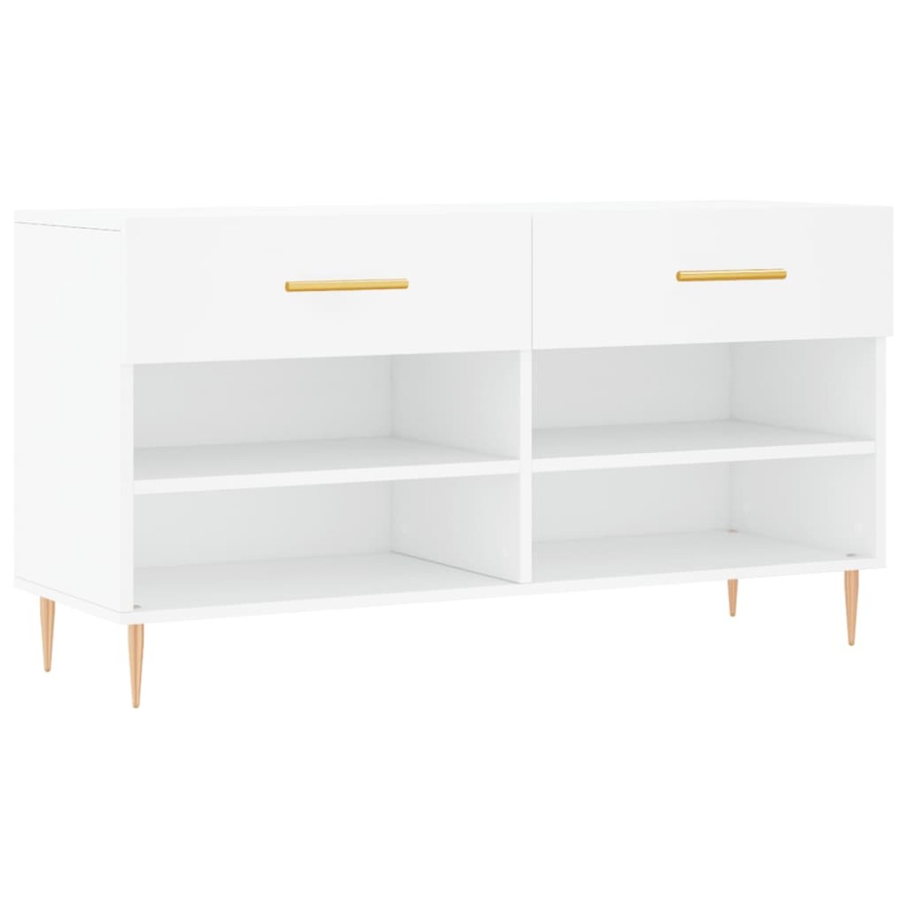 vidaXL Bancă de pantofi, alb, 102x35x55 cm, lemn prelucrat