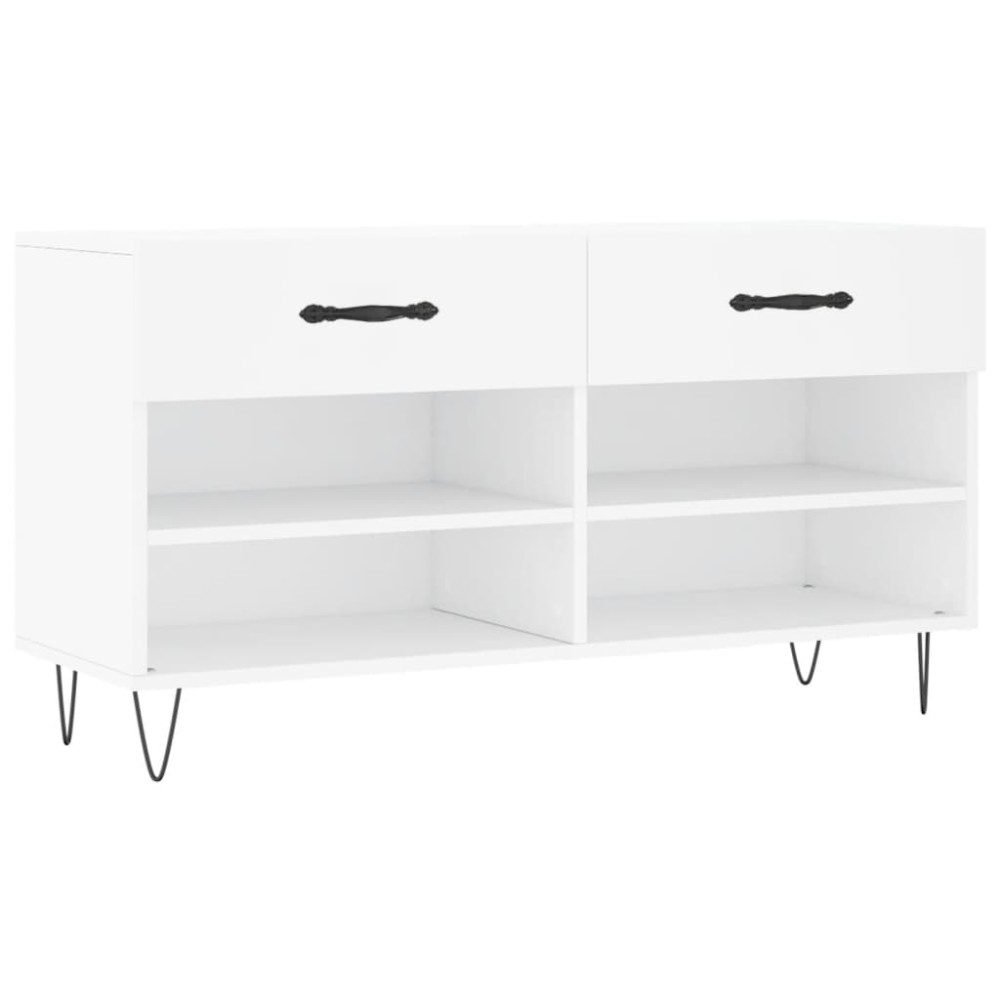vidaXL Bancă de pantofi, alb, 102x35x55 cm, lemn prelucrat