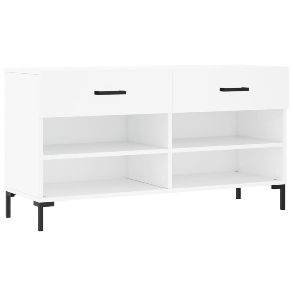 vidaXL Bancă de pantofi, alb, 102x35x55 cm, lemn prelucrat
