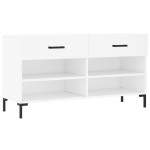 vidaXL Bancă de pantofi, alb, 102x35x55 cm, lemn prelucrat vidaXL Bancă de pantofi, alb, 102x35x55 cm, lemn prelucrat