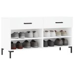 vidaXL Bancă de pantofi, alb, 102x35x55 cm, lemn prelucrat vidaXL Bancă de pantofi, alb, 102x35x55 cm, lemn prelucrat