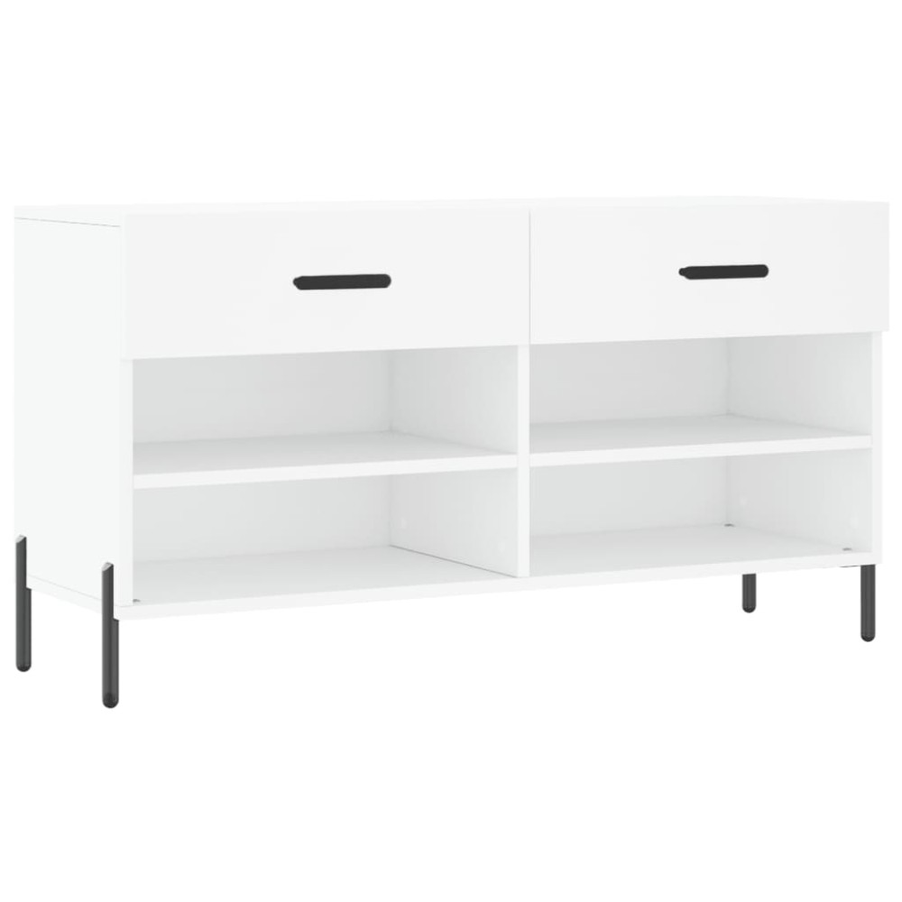 vidaXL Bancă de pantofi, alb, 102x35x55 cm, lemn prelucrat