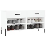 vidaXL Bancă de pantofi, alb, 102x35x55 cm, lemn prelucrat vidaXL Bancă de pantofi, alb, 102x35x55 cm, lemn prelucrat