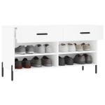 vidaXL Bancă de pantofi, alb, 102x35x55 cm, lemn prelucrat vidaXL Bancă de pantofi, alb, 102x35x55 cm, lemn prelucrat