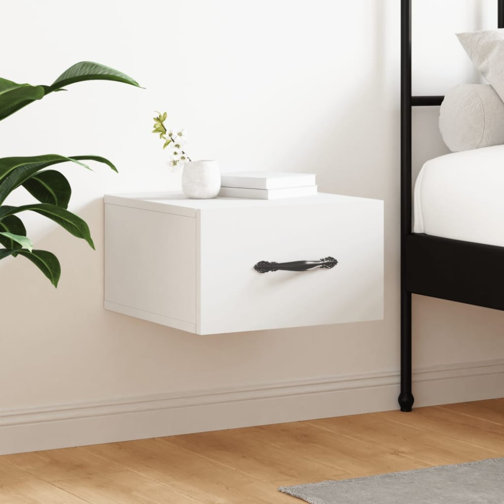 vidaXL Noptieră de perete, alb, 35x35x20 cm