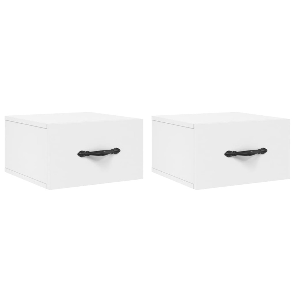 vidaXL Noptiere de perete, 2 buc., alb, 35x35x20 cm