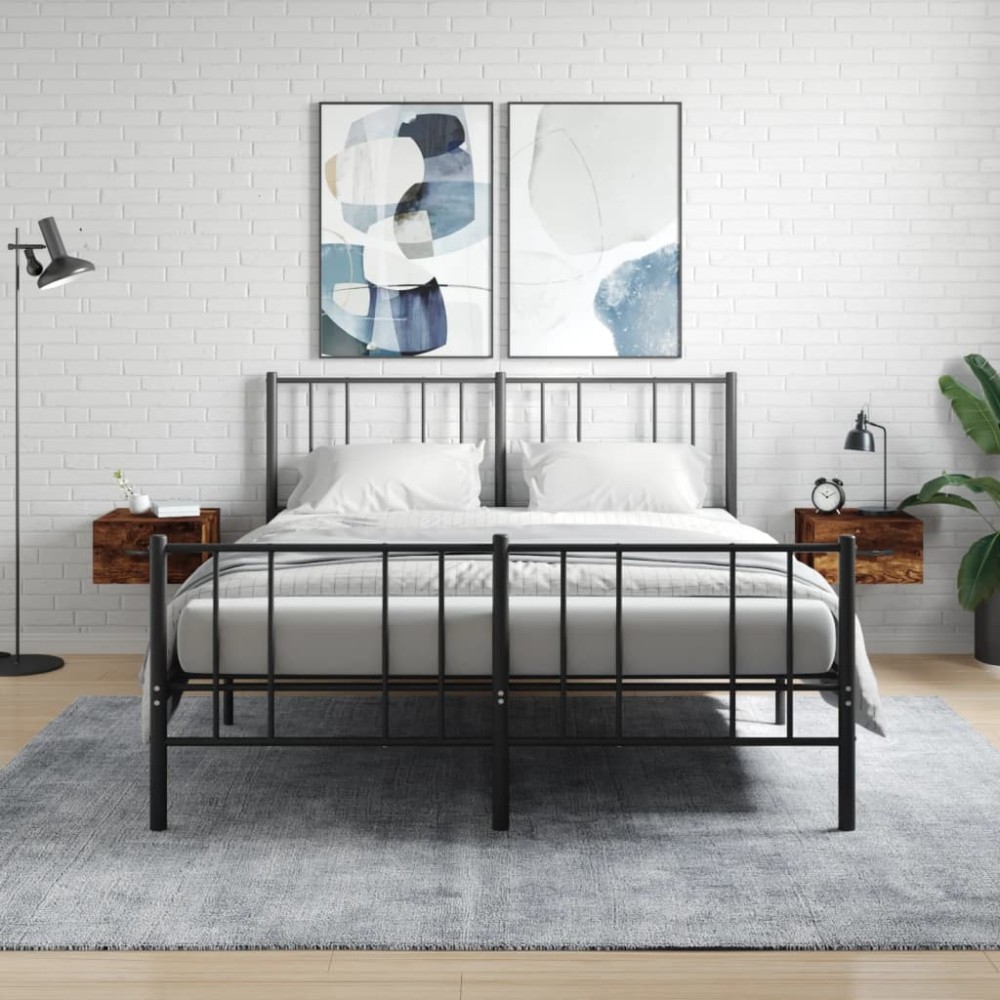 vidaXL Noptiere de perete, 2 buc., stejar afumat, 35x35x20 cm