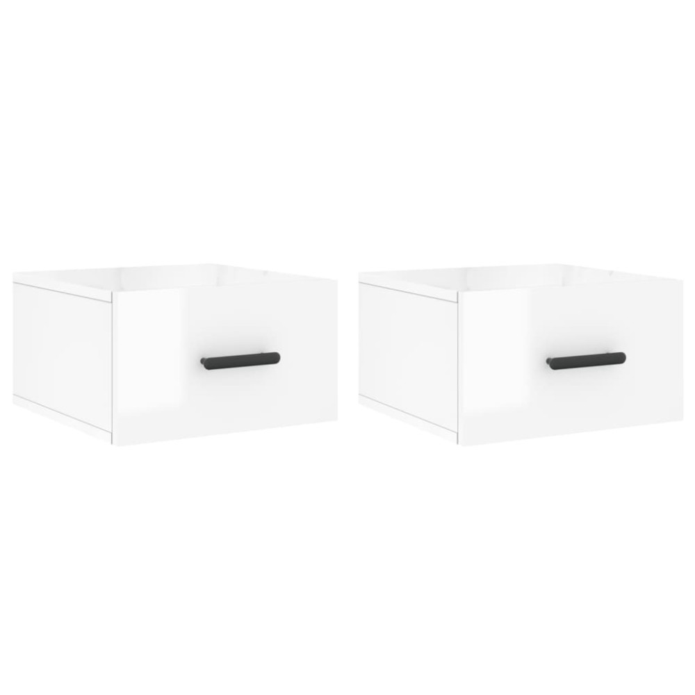 vidaXL Noptiere de perete, 2 buc., alb extralucios, 35x35x20 cm