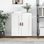 vidaXL Servantă, alb extralucios, 69,5x34x90 cm, lemn compozit vidaXL Servantă, alb extralucios, 69,5x34x90 cm, lemn compozit