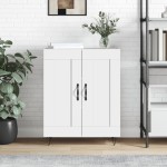vidaXL Servantă, alb extralucios, 69,5x34x90 cm, lemn compozit vidaXL Servantă, alb extralucios, 69,5x34x90 cm, lemn compozit